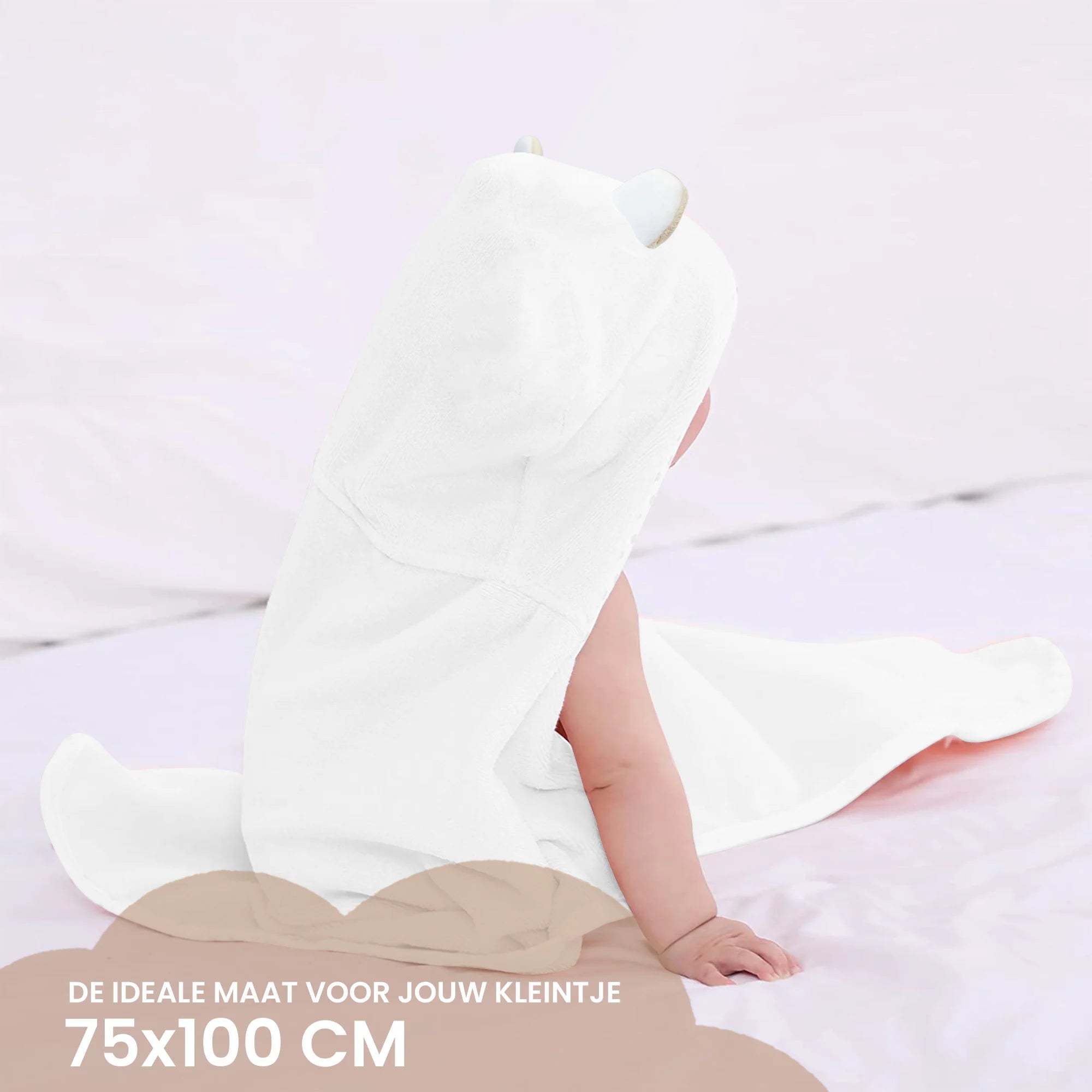 Mooiys Manta polar multifuncional para bebé con capucha - Wrap Blanket - Manta 75x100 cm - Oso