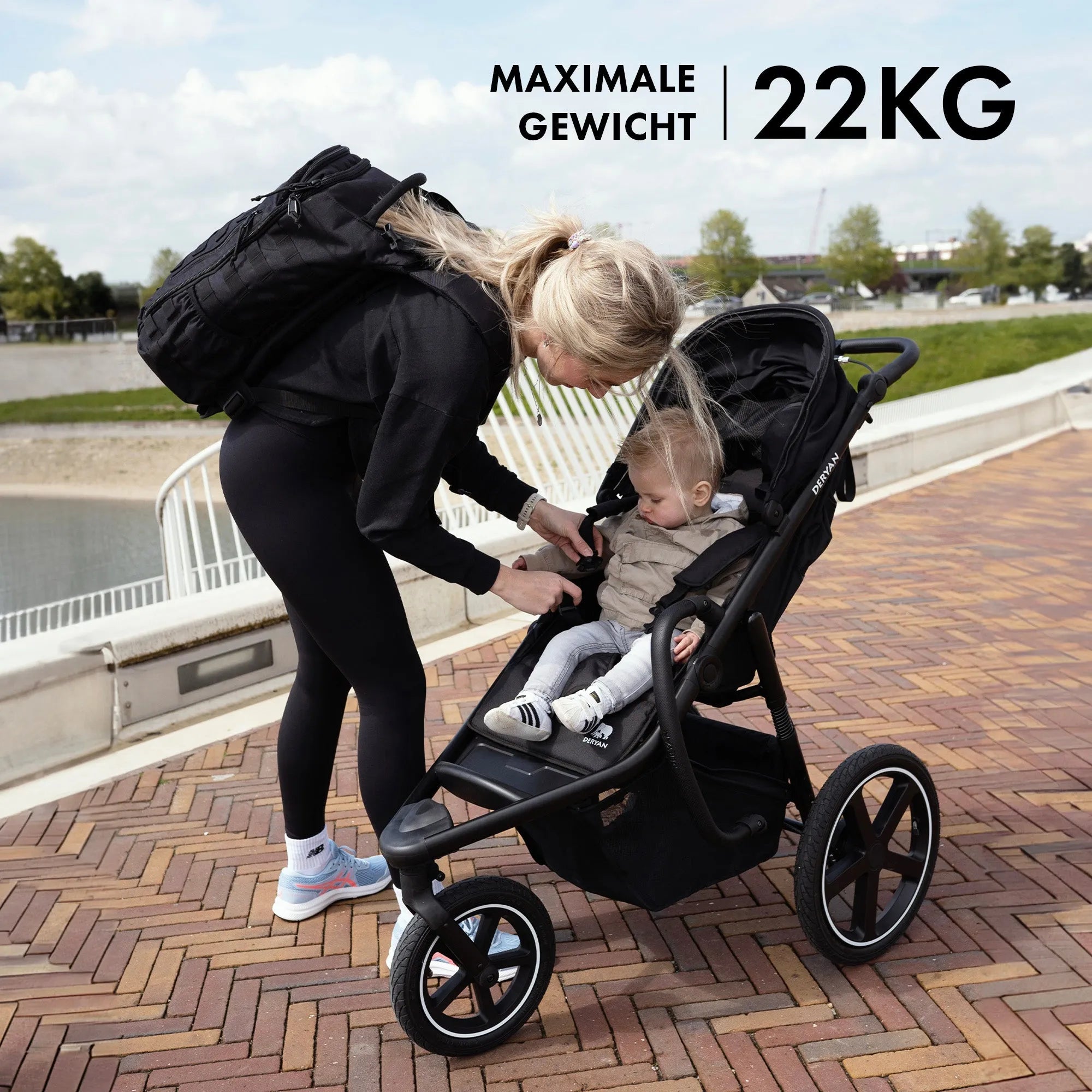 Deryan Luxe Bolt hardloop kinderwagen Zwart