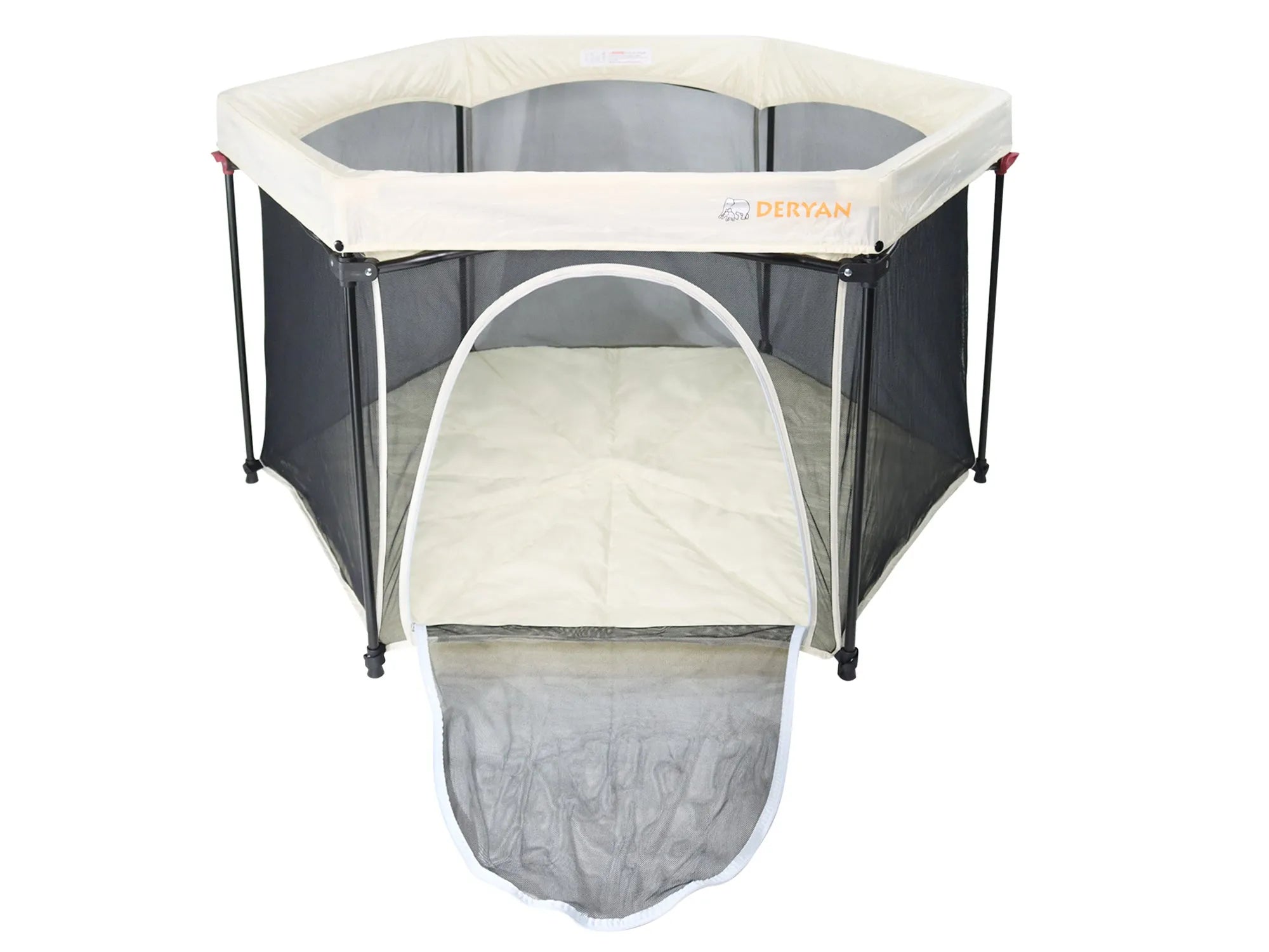 Deryan Portable Playpen - Cream - Fixed mattress base - Travel box - camp bed