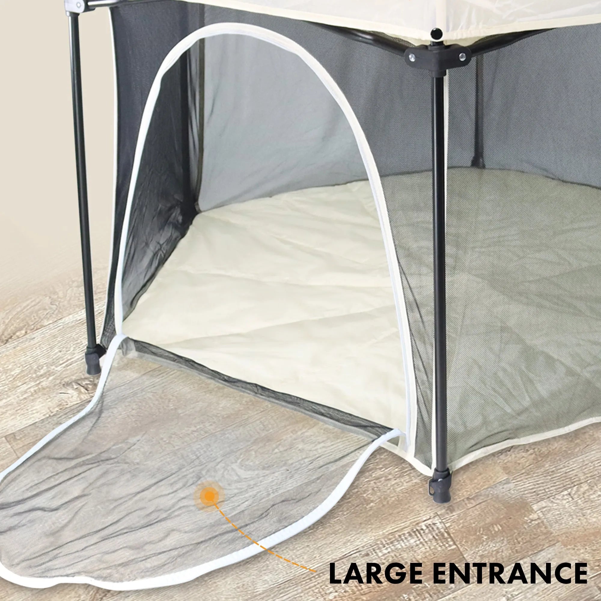 Deryan Portable Playpen - Cream - Fixed mattress base - Travel box - camp bed