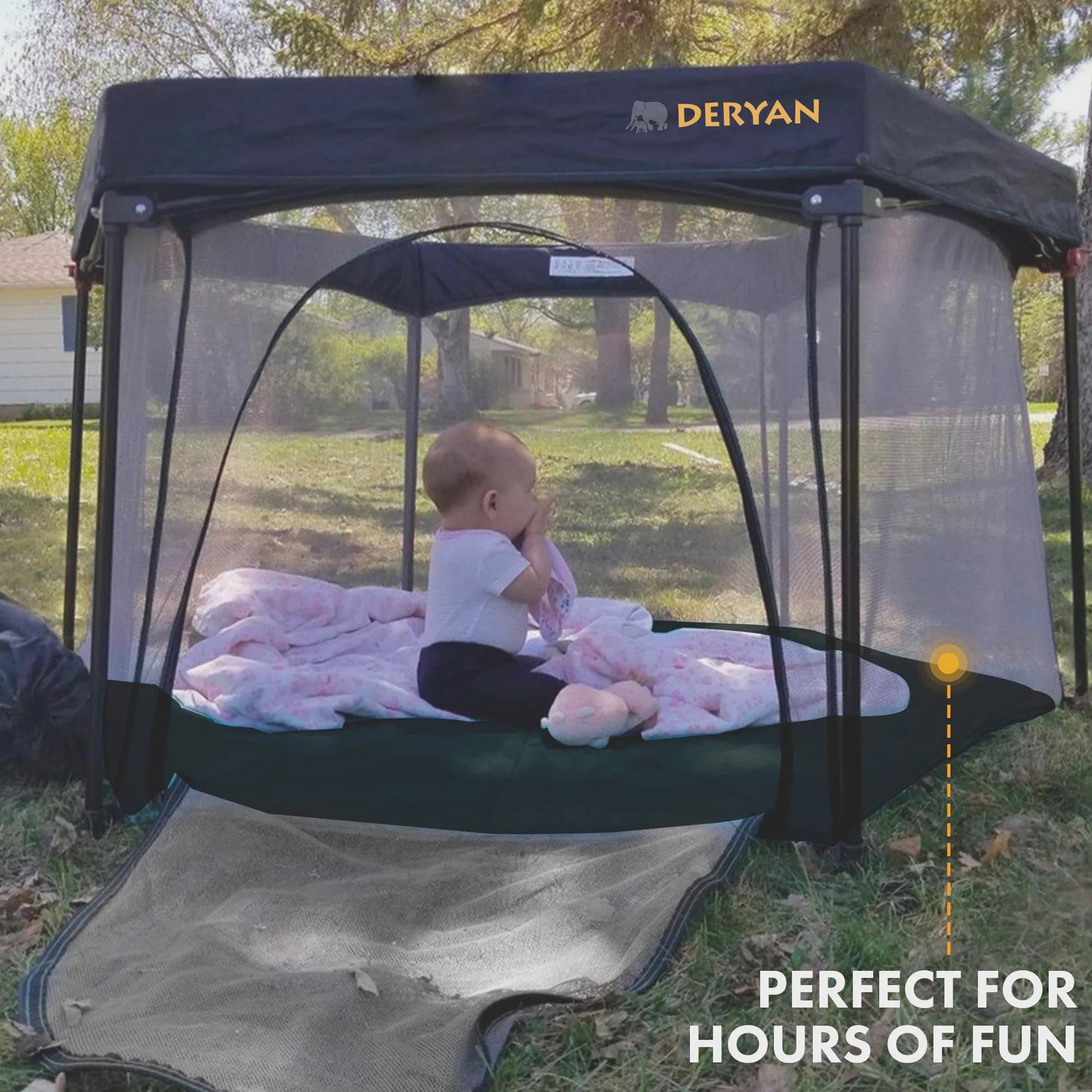 Deryan Parc pour enfants portable - Noir - Sommier fixe - Coffre de voyage - lit de camping