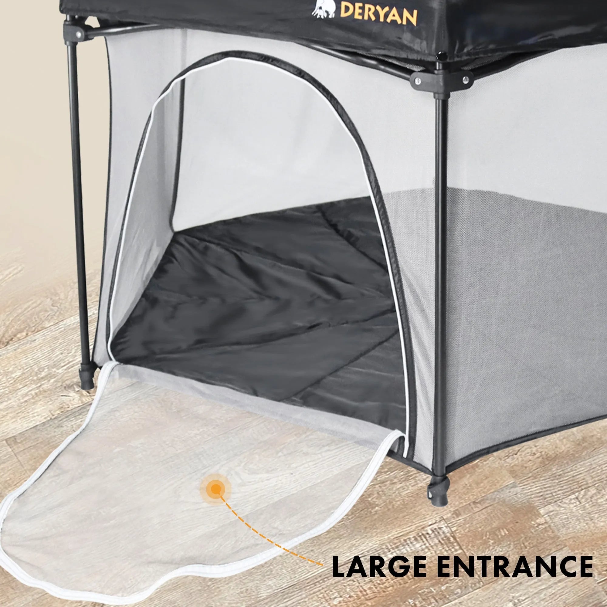 Deryan Parc pour enfants portable - Noir - Sommier fixe - Coffre de voyage - lit de camping