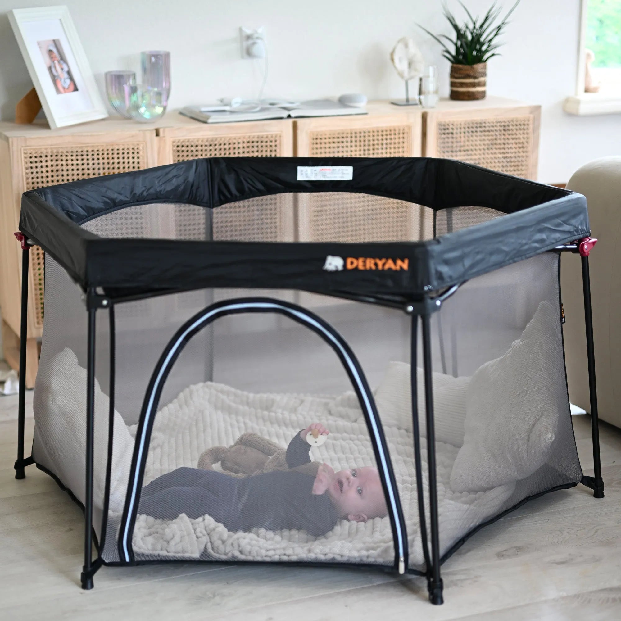 Deryan Parc pour enfants portable - Noir - Sommier fixe - Coffre de voyage - lit de camping