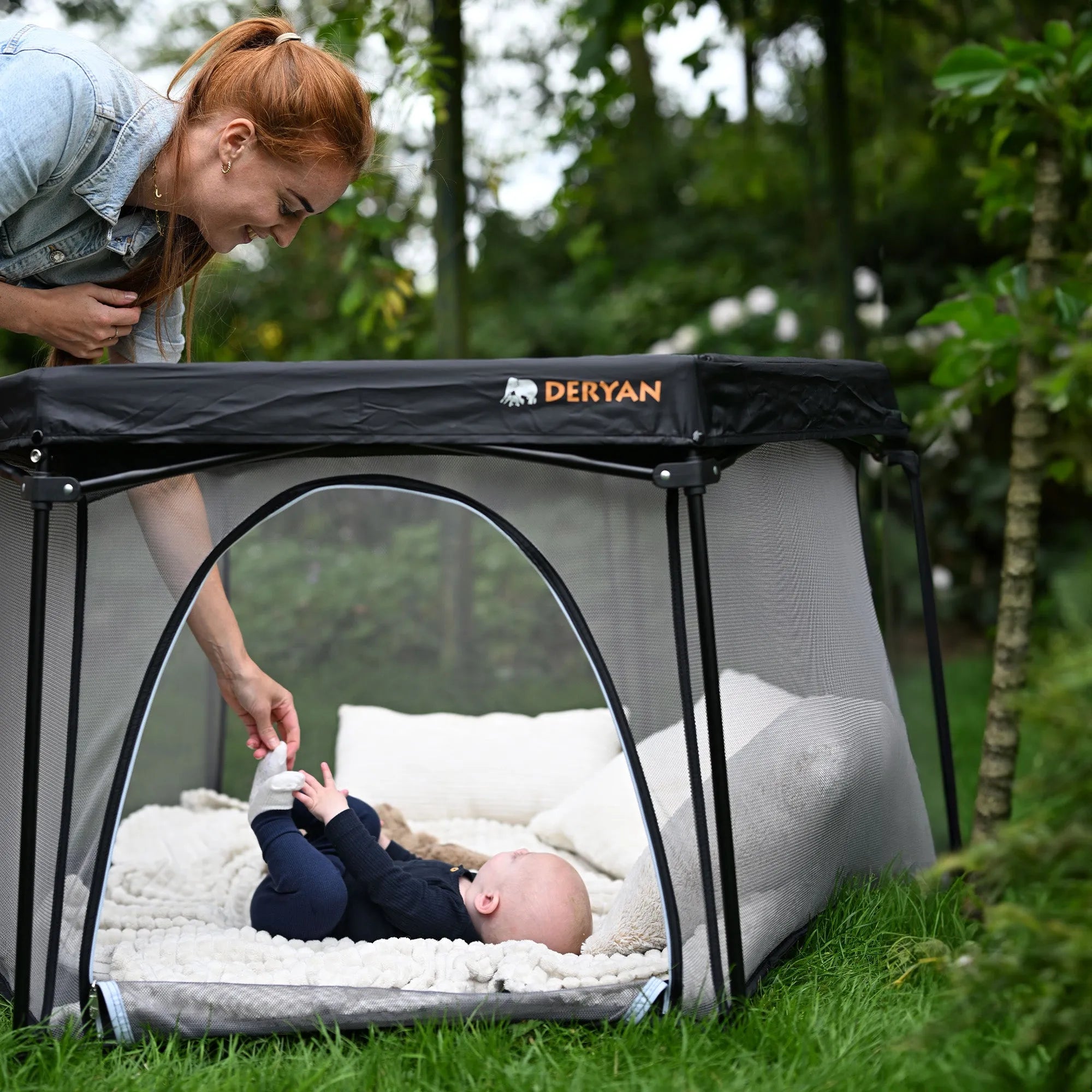 Deryan Parc pour enfants portable - Noir - Sommier fixe - Coffre de voyage - lit de camping