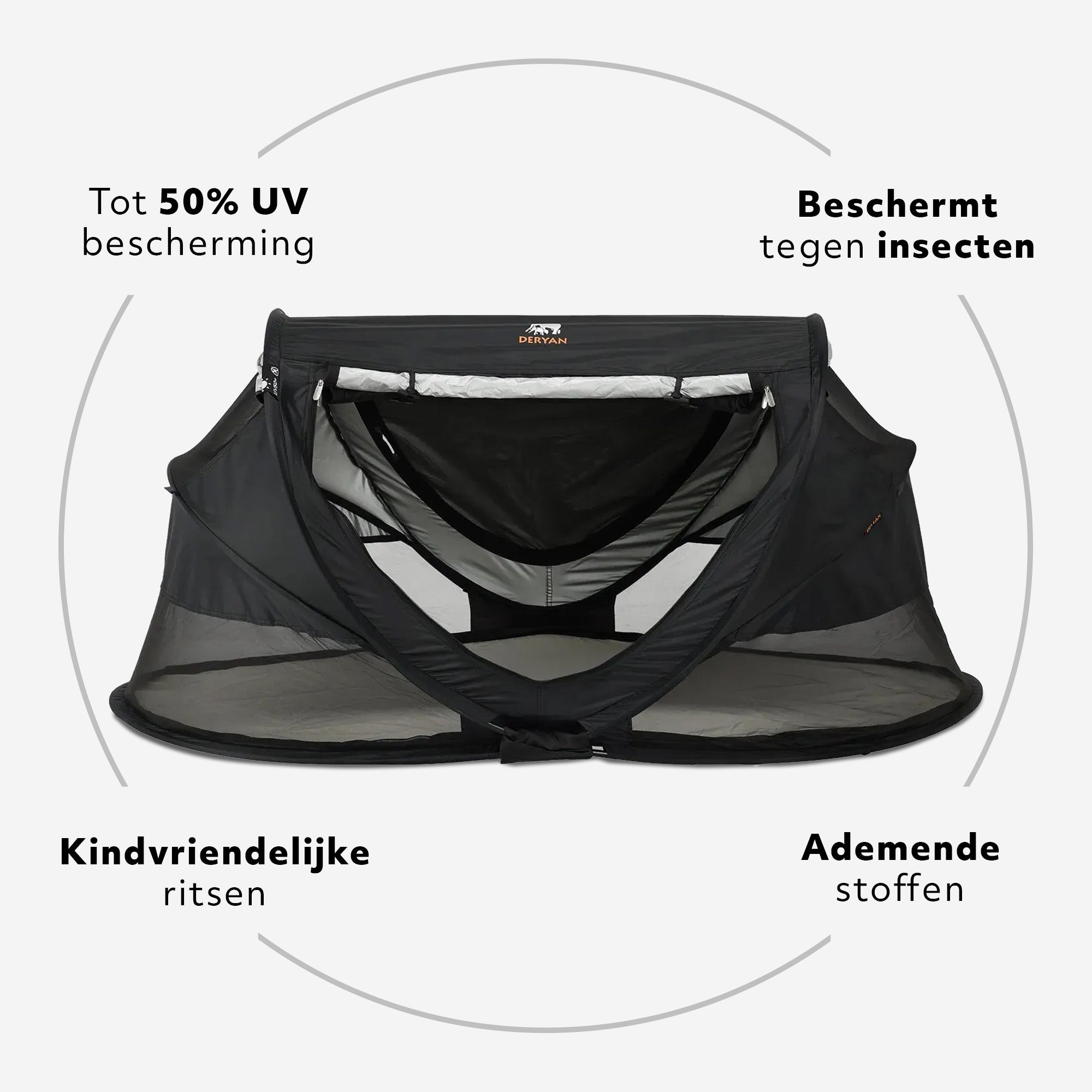 Deryan Peuter Luxe Campingbedje – Inclusief zelfopblaasbare matras - Black