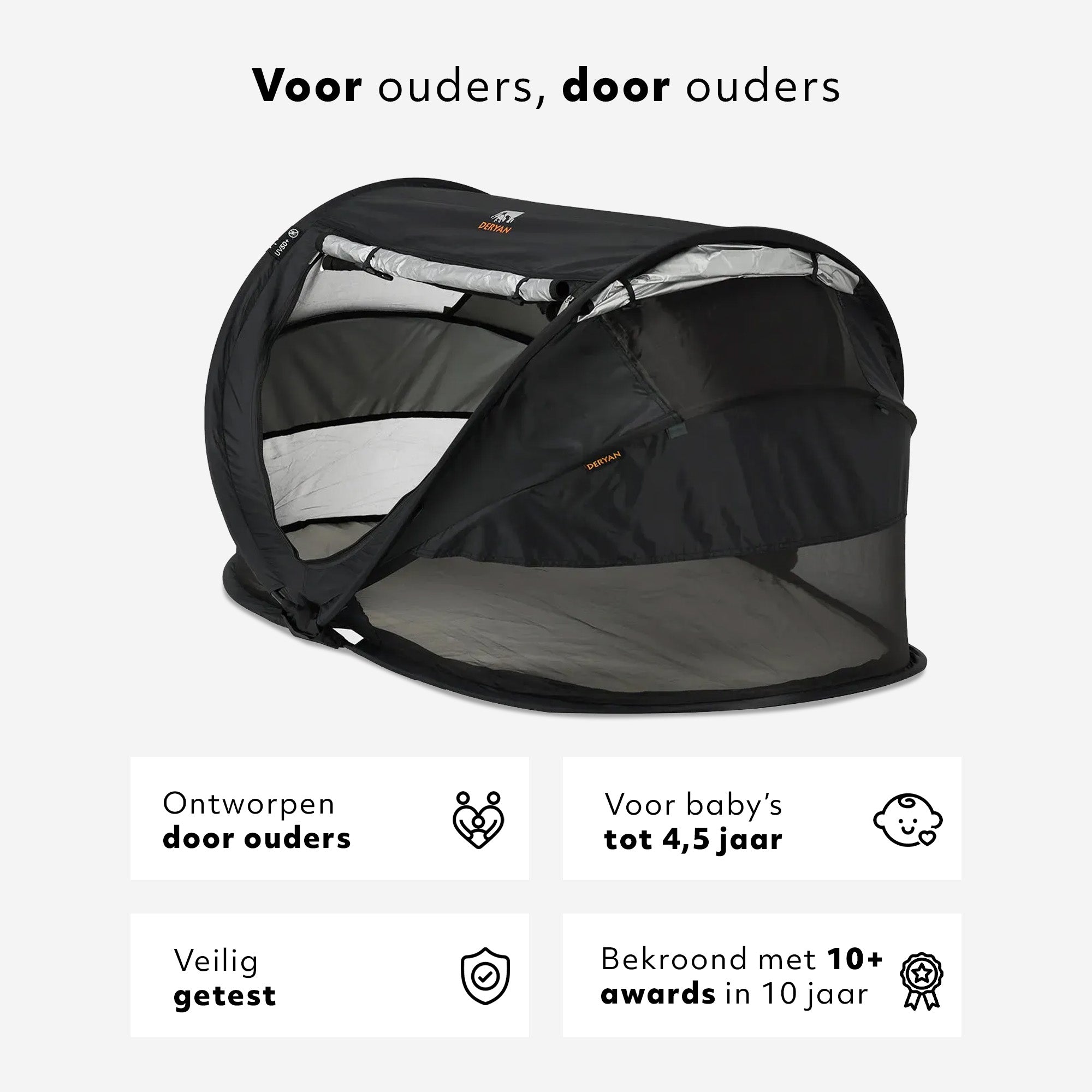 Deryan Peuter Luxe Campingbedje – Inclusief zelfopblaasbare matras - Black