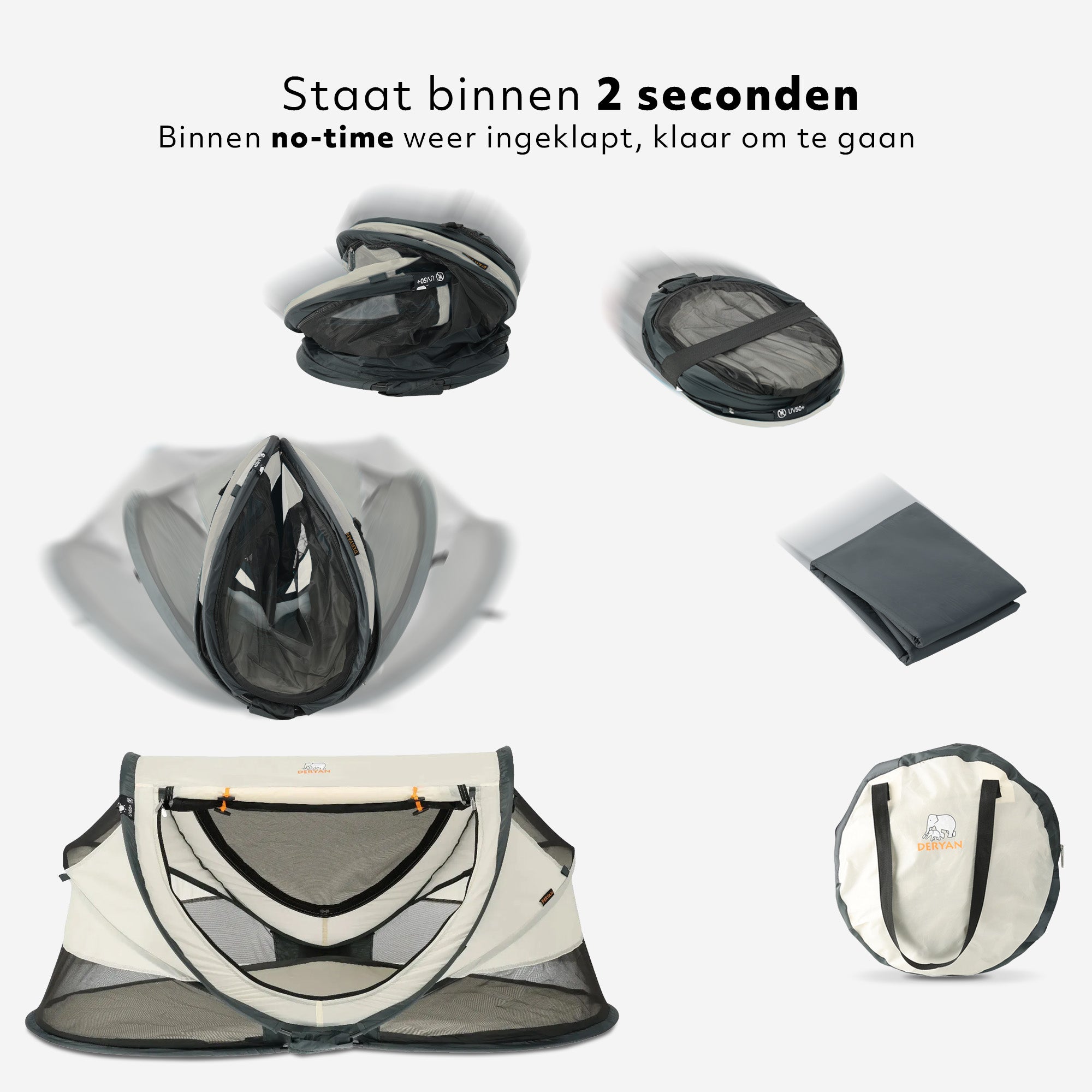 Deryan Kleinkind-Luxus-Campingbett - Inklusive selbstaufblasbarer Matratze - Creme