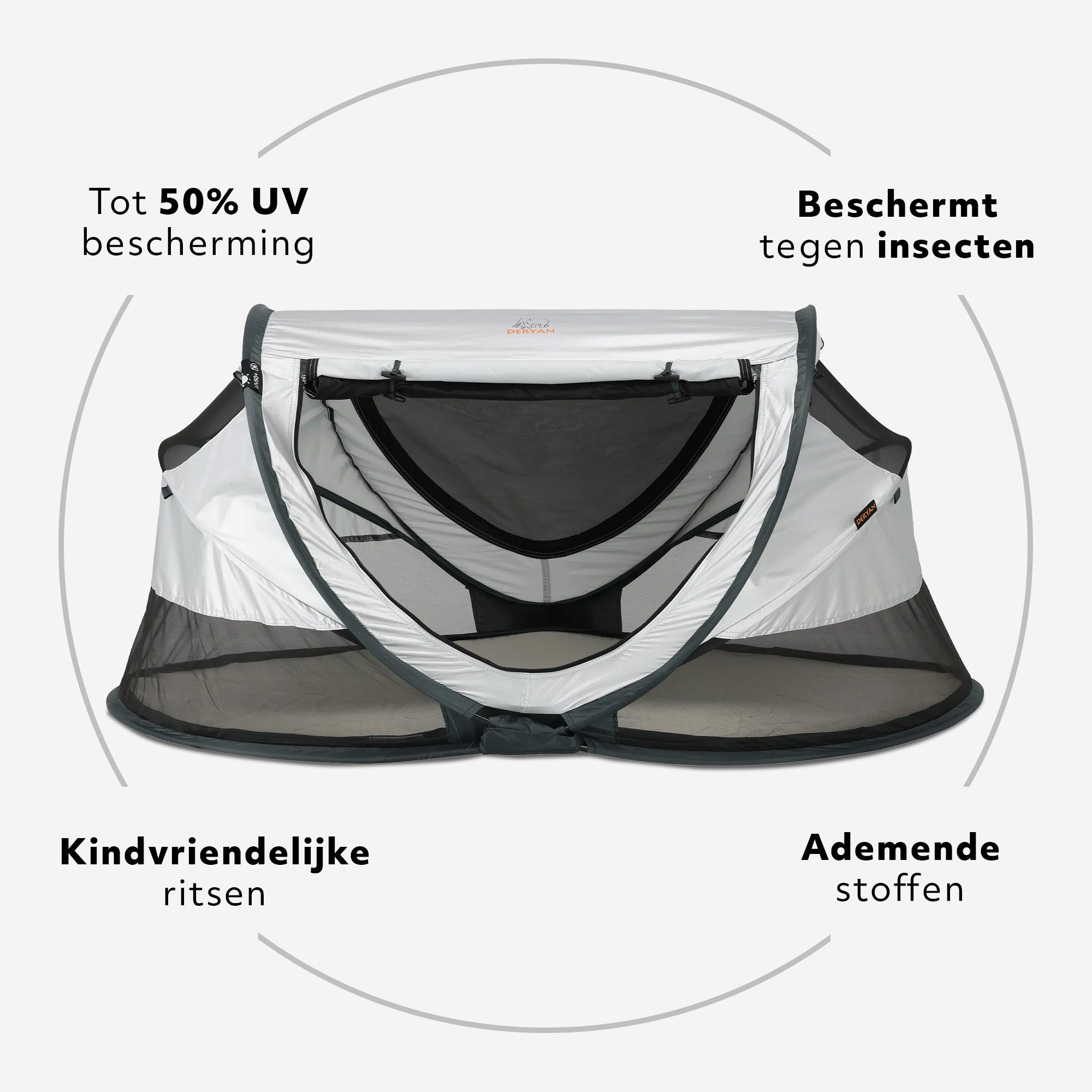 Deryan Peuter Luxe Campingbedje – Inclusief zelfopblaasbare matras - Silver