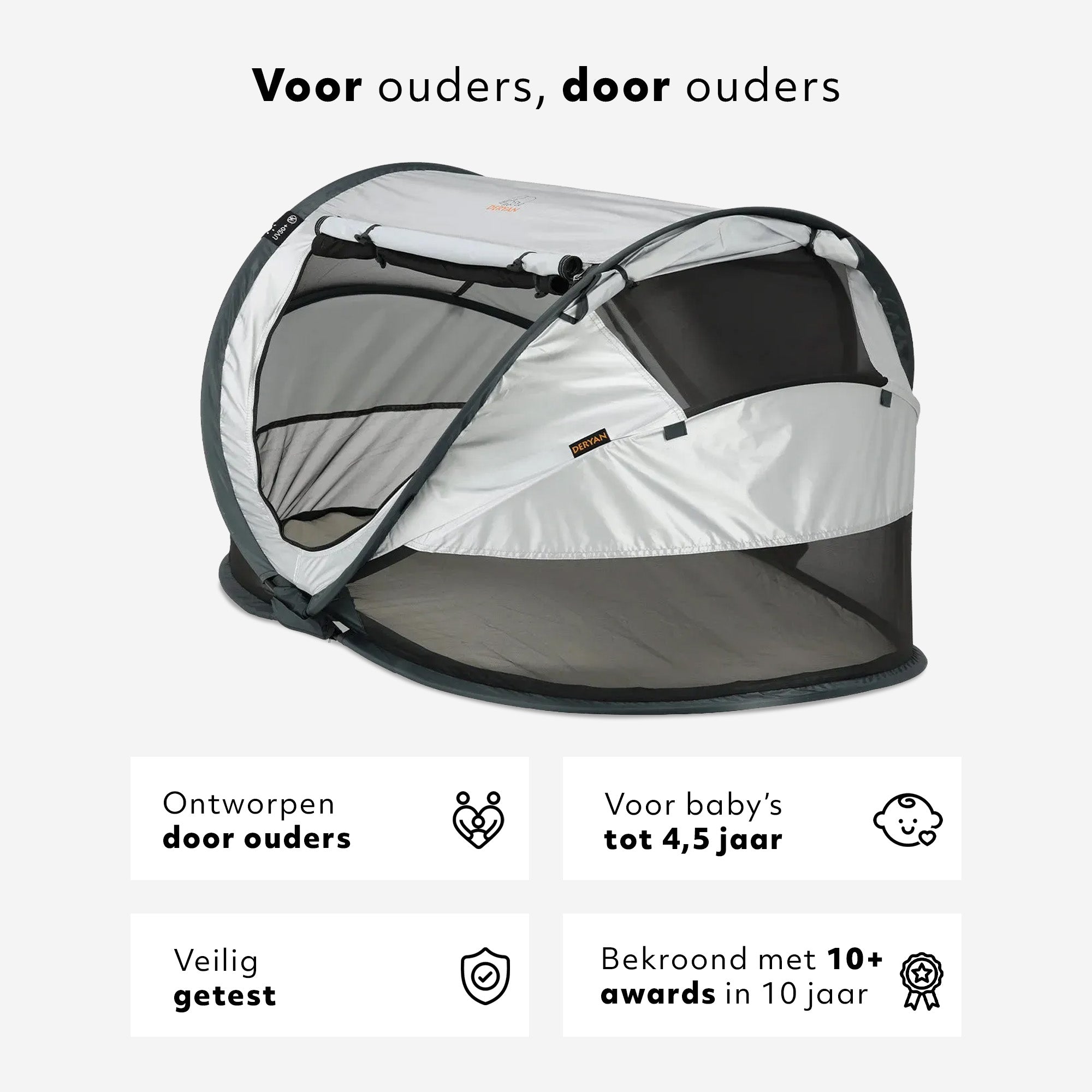Deryan Peuter Luxe Campingbedje – Inclusief zelfopblaasbare matras - Silver