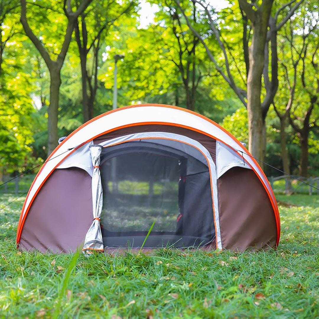 Mooiys Luxe Pop Up Tent - Tente de camping - Gris/Orange - 4 Pers.