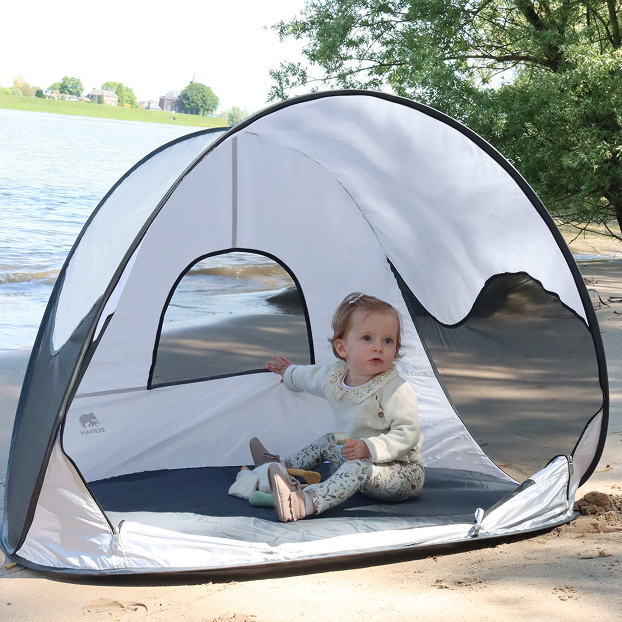 Deryan Luxe Pop Up Strandtent - Anti-UV 50+ - Silver